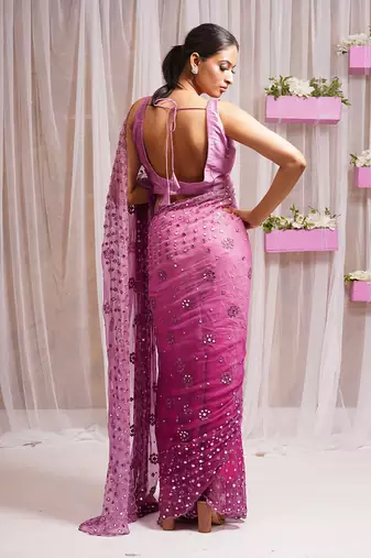 2  piece hand embroidered blouse and saree