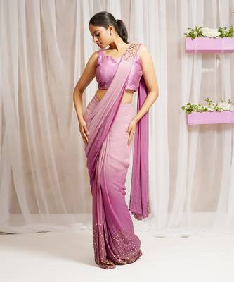 2  piece hand embroidered blouse and saree 2
