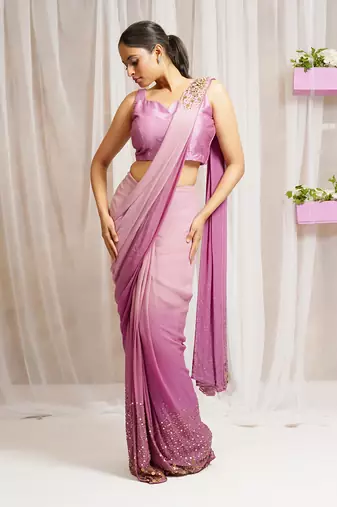 2  piece hand embroidered blouse and saree