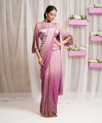 2  piece hand embroidered blouse and saree 1