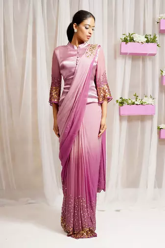 2  piece hand embroidered blouse and saree