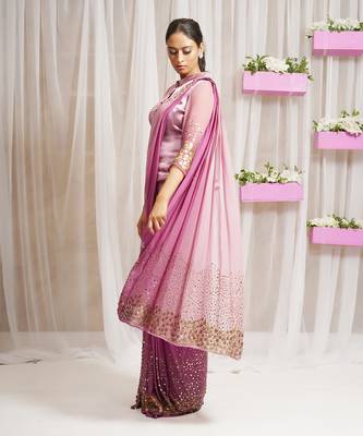 2  piece hand embroidered blouse and saree 3