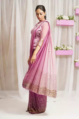2  piece hand embroidered blouse and saree