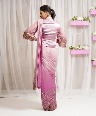 2  piece hand embroidered blouse and saree 4