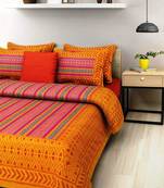 Runjhun Queen Size 100% Comfort Soft Cotton  Rajasthani Jaipuri Traditional Double Bedsheets With 2 Pillow Covers