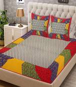 Runjhun Queen Size 100% Comfort Soft Cotton  Rajasthani Jaipuri Traditional Double Bedsheets With 2 Pillow Covers