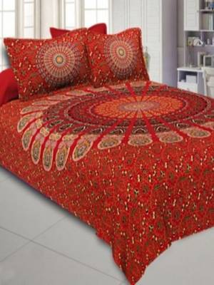 Runjhun Queen Size 100% Comfort Soft Cotton  Rajasthani Jaipuri Traditional Double Bedsheets With 2 Pillow Covers 1
