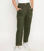 Olive plain cotton trousers