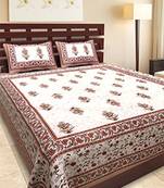 Runjhun Queen Size 100% Comfort Soft Cotton  Rajasthani Jaipuri Traditional Double Bedsheets With 2 Pillow Covers
