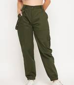 Olive plain cotton trousers