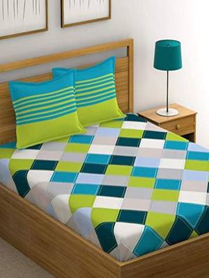 Runjhun Queen Size 100% Comfort Soft Cotton  Rajasthani Jaipuri Traditional Double Bedsheets With 2 Pillow Covers 1