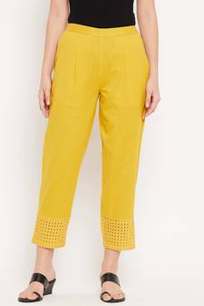 Yellow plain cotton trousers