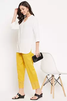 Yellow plain cotton trousers