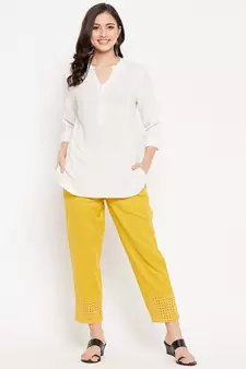 Yellow plain cotton trousers