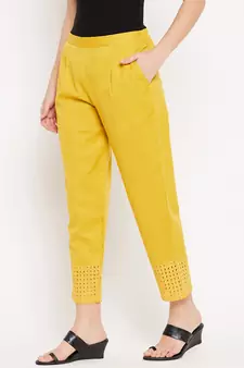 Yellow plain cotton trousers