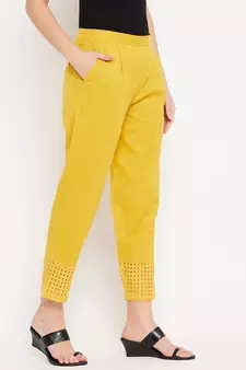 Yellow plain cotton trousers