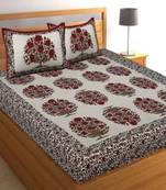 Runjhun Queen Size 100% Comfort Soft Cotton  Rajasthani Jaipuri Traditional Double Bedsheets With 2 Pillow Covers