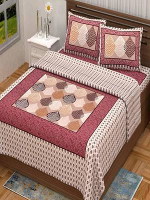 Runjhun Queen Size 100% Comfort Soft Cotton Rajasthani Jaipuri Traditional Double Bedsheets With 2 Pillow Covers 1