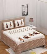 Runjhun Queen Size 100% Comfort Soft Cotton Rajasthani Jaipuri Traditional Double Bedsheets With 2 Pillow Covers