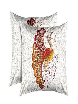 Runjhun Queen Size 100% Comfort Soft Cotton Peacock Print Rajasthani Jaipuri Double Bedsheets With 2 Pillow Covers 3