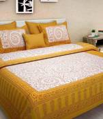 Runjhun Queen Size 100% Comfort Soft Cotton Rajasthani Jaipuri Traditional Double Bedsheets With 2 Pillow Covers