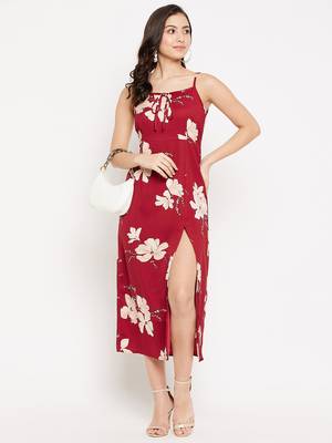 Maroon woven polyester maxi-dresses 3
