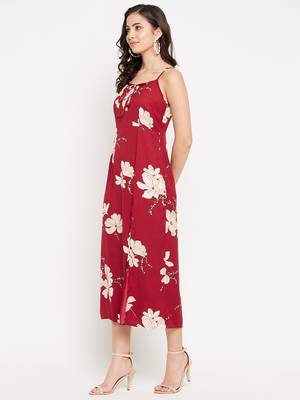 Maroon woven polyester maxi-dresses 4