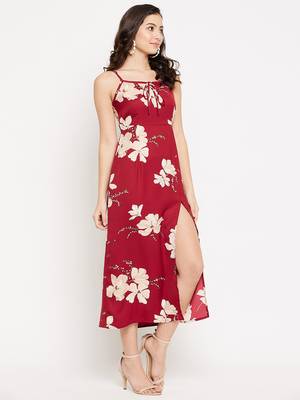 Maroon woven polyester maxi-dresses 5