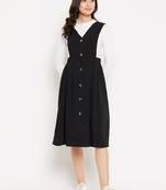 Black woven polyester long-dresses