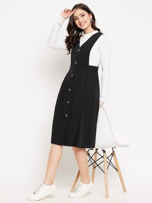 Black woven polyester long-dresses 2