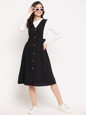 Black woven polyester long-dresses 3