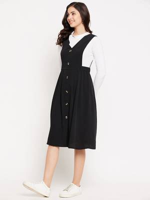 Black woven polyester long-dresses 4