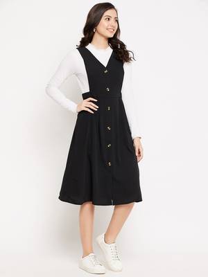 Black woven polyester long-dresses 5