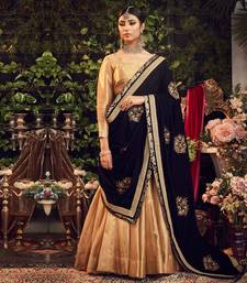Oxidised Gold Lehenga Set With Velvet Dupatta Shawl