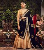 Oxidised Gold Lehenga Set With Velvet Dupatta Shawl