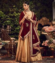 Oxidised Gold Lehenga Set With Velvet Dupatta Shawl