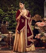 Oxidised Gold Lehenga Set With Velvet Dupatta Shawl