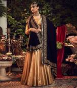Oxidised Gold Lehenga Set With Velvet Dupatta Shawl