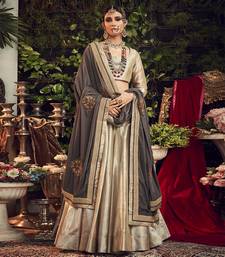 Chapagne Lehenga Set With Velvet Dupatta Shawl