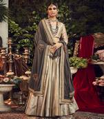 Chapagne Lehenga Set With Velvet Dupatta Shawl
