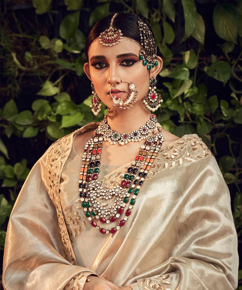 Champagne Lehenga Set With Dupatta