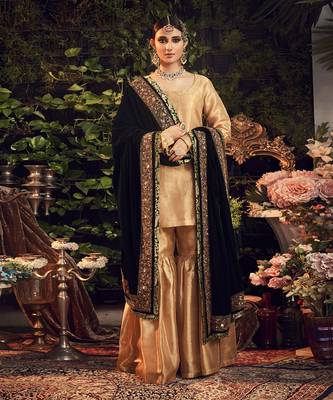 Oxidised Gold Garara Set With Velvet Dupatta Shawal 1