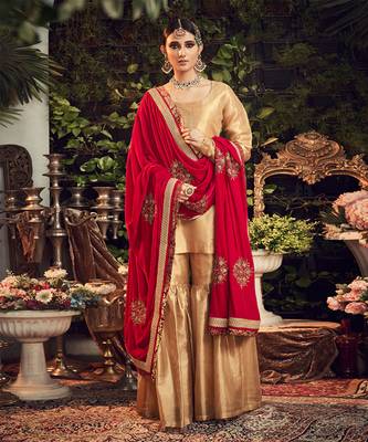 Oxidised Gold Garara Set With Velvet Dupatta Shawl 1