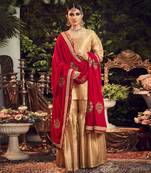 Oxidised Gold Garara Set With Velvet Dupatta Shawl