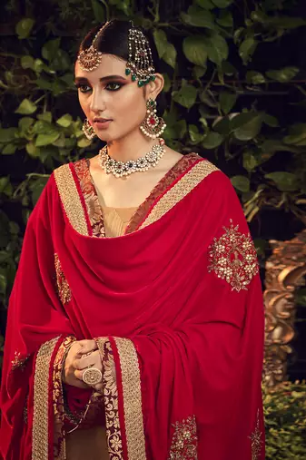 Oxidised Gold Garara Set With Velvet Dupatta Shawl