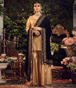 Oxidised Gold Garara Set With Velvet Dupatta Shawl
