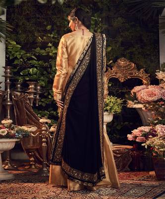 Oxidised Gold Garara Set With Velvet Dupatta Shawl 2