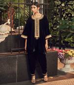 All Black Vevet Kurta  And Salwar Set