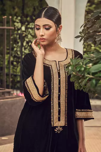 All Black Vevet Kurta  And Salwar Set