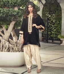 Black Velvet Kurta With Dhoti Salwar